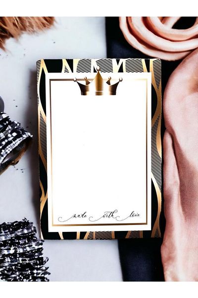 t tuğset etiket 50 Pieces Gold Black Crown Themed Buckle Bandana Accessory Card - T470