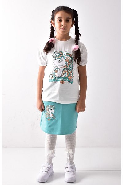 Banadamoda Girl's Printed T-shirt-skirt Set