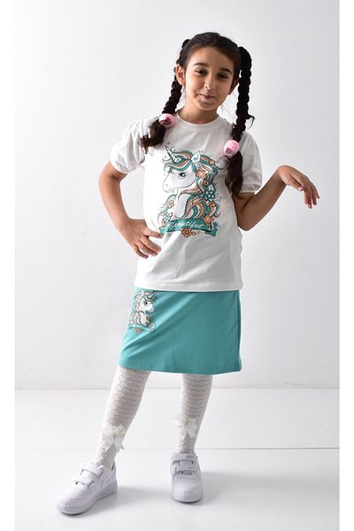 Banadamoda Girl's Printed T-shirt-skirt Set