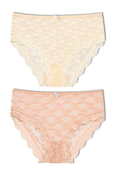 HNX 2 Πακέτα Δαντέλα Ψηλόμεση Plus Size Bato Γυναικεία κιλότα
