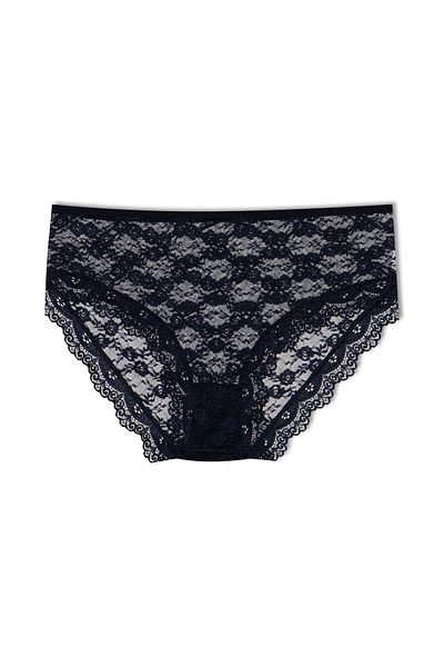 HNX Γυναικεία εσώρουχα Navy Blue Lace Ψηλόμεση Plus Size