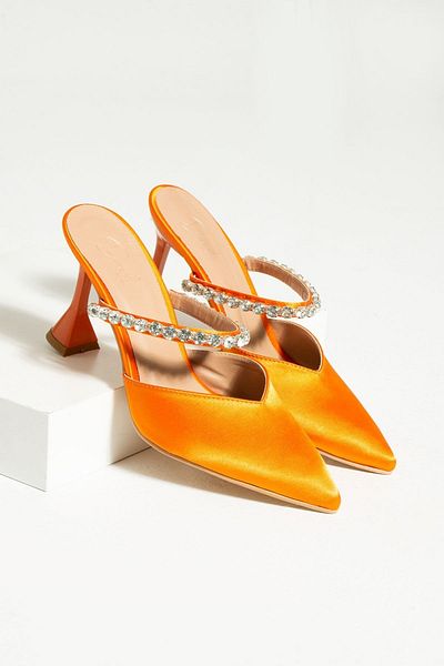 DUXAL SHOES حذاء بكعب مزين بحجر الساتان البرتقالي