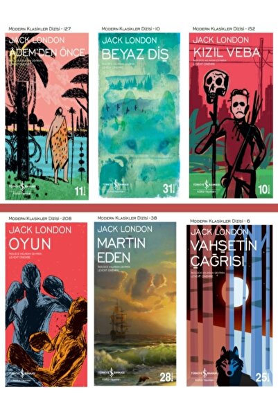TÜRKİYE İŞ BANKASI KÜLTÜR YAYINLARI Adem'den Önce+beyaz Diş+kızıl Veba+oyun+martin Eden+vahşetin Çağrısı Jack London Kitap Set
