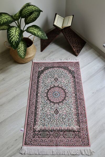 Bilenler Osmanlı Desen Astarlı Lüks Seccade S1018 Pembe