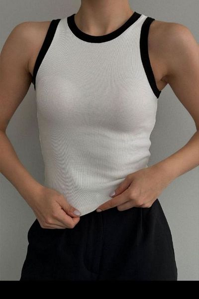 Lucax Bluză Crop Top pentru femei alb-negru - Rpt Crop Top
