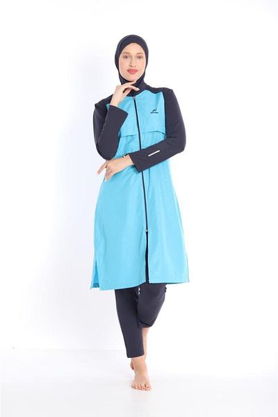 GC GÖKHAN CLUB Black Hijab Swimsuit with Lycra Sleeves