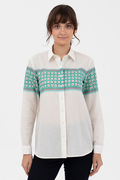 U.S. Polo Assn. Cămașă de damă din bumbac cu model geometric orizontal Porı