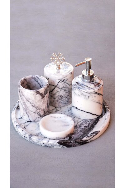 helya marble Lilac Marble 5-Piece Bathroom Set