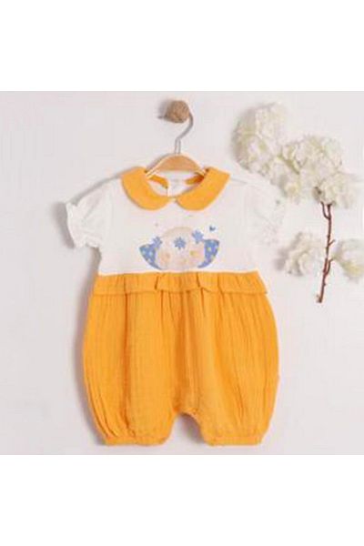 Carmin Baby Bee Printed Baby Collar Jumpsuit 2638
