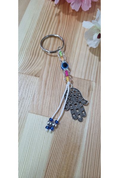 erdoğan hobi Keychain Evil Eye Fatma Mother Hand Ornament Car Ornament Bag Ornament Evil Eye Beaded Gift Keychain