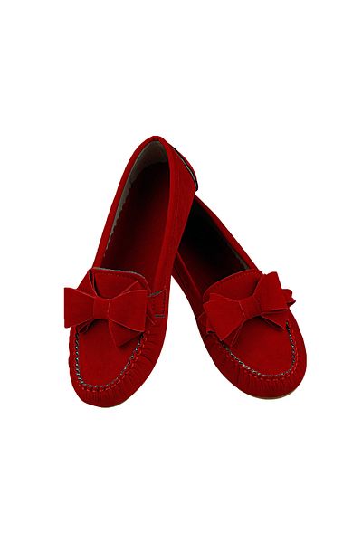 RENKLİBUTİK Women's Red Suede Ballerinas