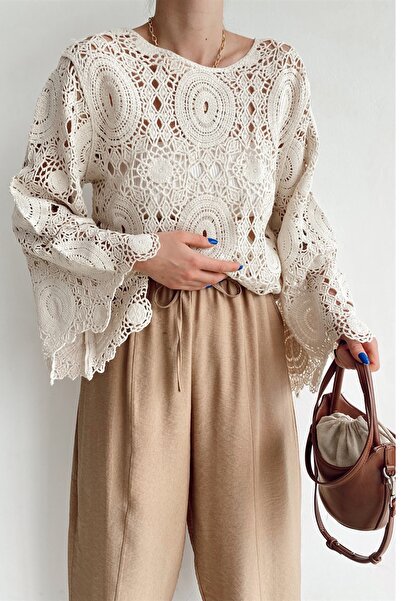 zagasa Dantel Bluz Bej
