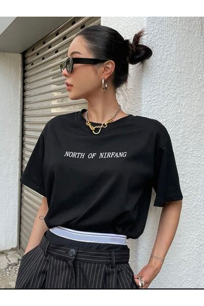 AFROGİYİM Γυναικείο μπλουζάκι North Of Printed Oversize