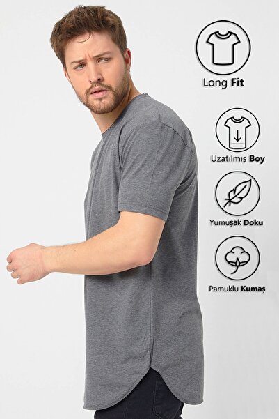 AMAZING CRASH Basic Men's Crew Neck Long Fit Skirt Ribbed T-shirt