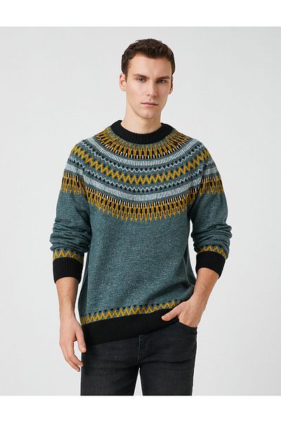 Koton Crew Neck Sweater with Ethnic Detail