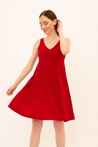 Laranor Red V-Neck Dress