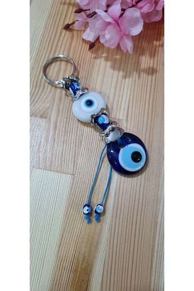 erdoğan hobi Keychain Charm White Beaded Car Ornament Bag Ornament Evil Eye Beaded Gift Keychain