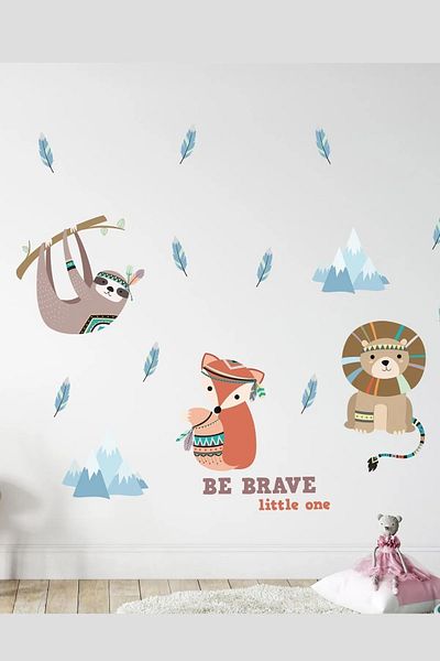 Sim Tasarım Colorful Amazon Animals Theme Wall Sticker Set