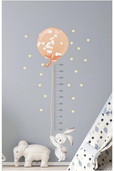 Sim Tasarım Sim181 - Orange Color Rabbit Height Measurer with Wall Sticker and Balloon
