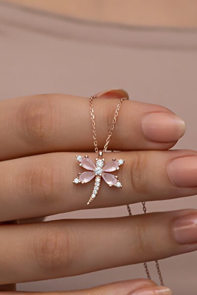 Nereze 925 Ayar Gümüş Pembe Zirkon Taşlı Yusufcuk Kolye