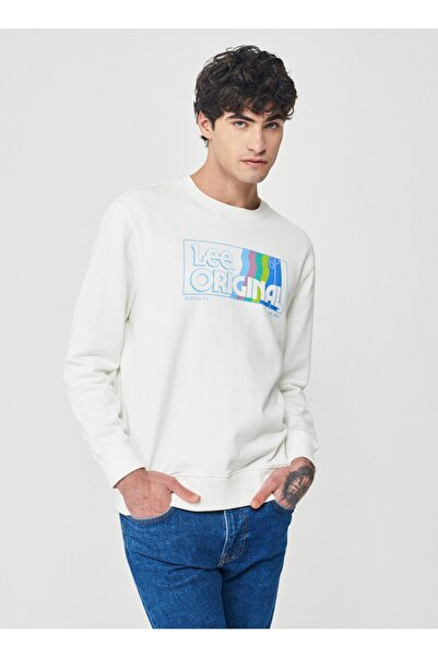 Lee Crew Neck Ecru Men's T-Shirt Ll20Frnq_Bicycle Neck Sweatshirt