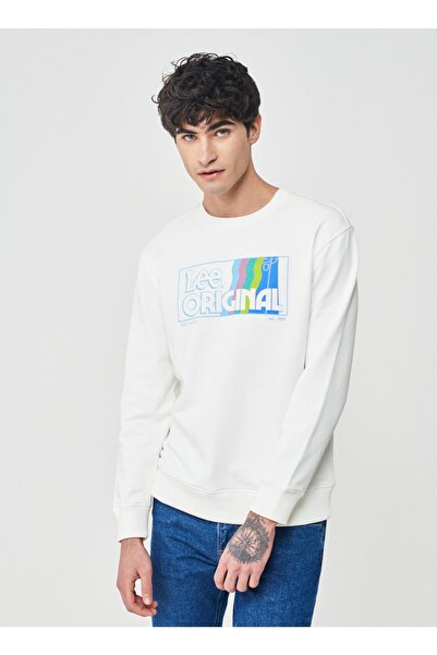 Lee Crew Neck Ecru Men's T-Shirt Ll20Frnq_Bicycle Neck Sweatshirt