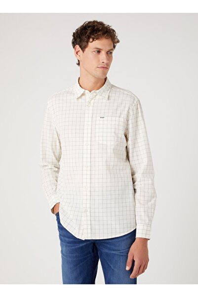 WRANGLER Gömlek Yaka Krem Erkek T-shirt W5a24mw02_uzun Kollu Gömlek