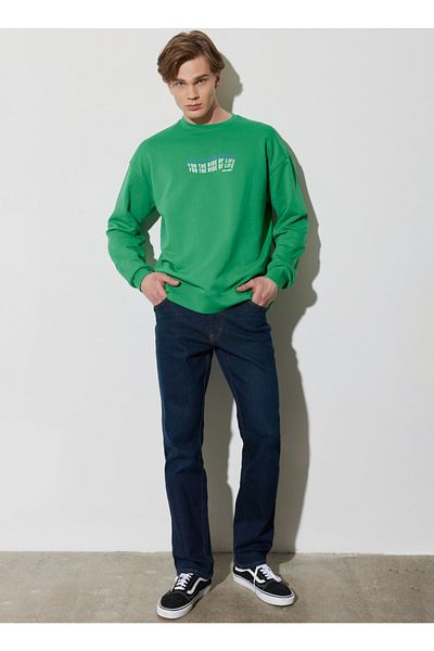 WRANGLER Crew Neck Green Men's T-Shirt W676I4G30_Crew Neck Sweatshirt