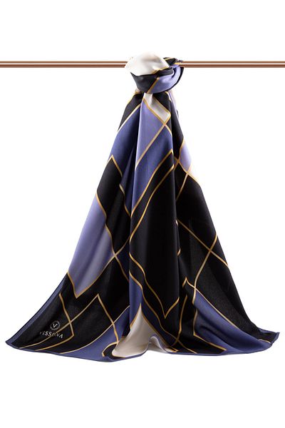 Vissona Γυναικείο σάλι πολυτελείας Medina Silk Indigo-2