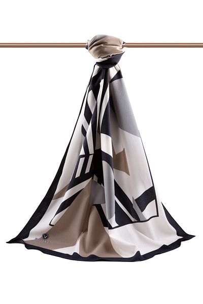 Vissona Γυναικείο σάλι πολυτελείας Medina Silk Grey-3