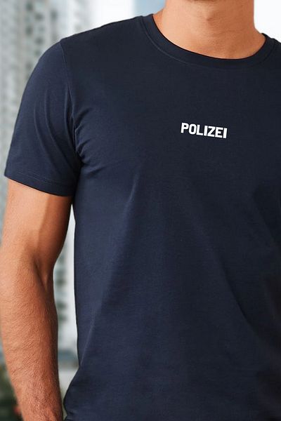 BESSA Ανδρικό μπλουζάκι Comfortable Fit Polizei με εμπριμέ Navy Blue Crew λαιμόκοψη