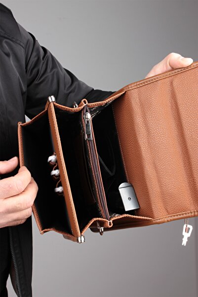 Fiyaka West Polo 2030 Compartmented Men's Lockable Hand Bag Shoulder Bag Brown