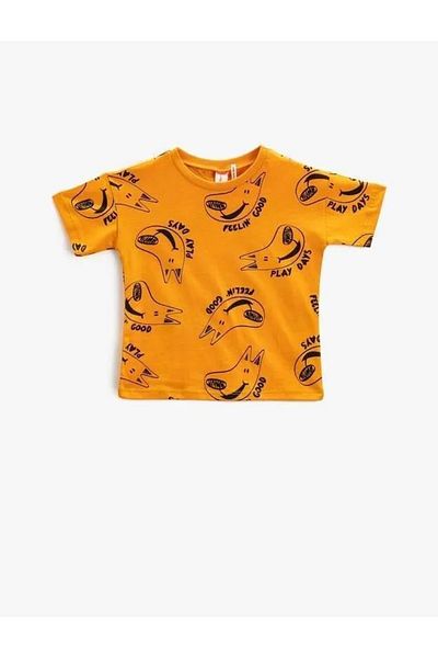 Koton Baby Boy Short Sleeve T-Shirt Crew Neck Dog Printed