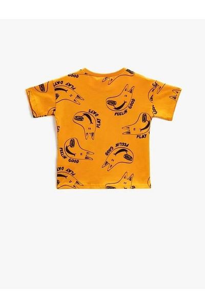 Koton Baby Boy Short Sleeve T-Shirt Crew Neck Dog Printed