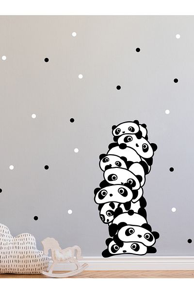 Sim Tasarım Stacked Pandas Wall Sticker Set