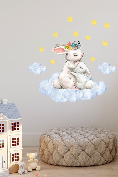 Sim Tasarım Mother and Baby Bunnies Wall Set