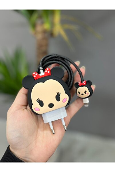 Mi7a Sevimli Silikon Şarj Koruyucu Iphone Şarj Başlığı Ve Kablo Koruyucu Mickey Mouse
