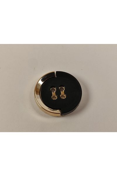 Kariyer Astar 3 Cm Perforated Half Black Half Gold Metalized 10 Pieces Buttons