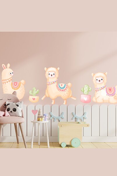 Sim Tasarım Lama Ve Kaktüsler Duvar Sticker Seti