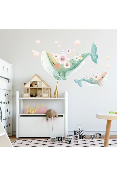 Sim Tasarım Sevimli Yunuslar Duvar Sticker Seti