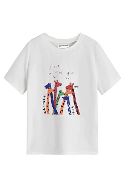 Machetta Παιδική Λευκή Καμηλοπάρδαλη, Δεινόσαυρος και Τέρας Μπισκότων με στάμπα σετ 3 Παιδικών Μπλουζών μεγάλου μεγέθους