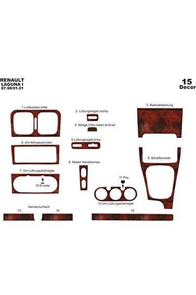 meriç cockpit design ميريتش ®   رينو لاجونا توربيدو امامي مطلي ماهوجني 15 قطع...