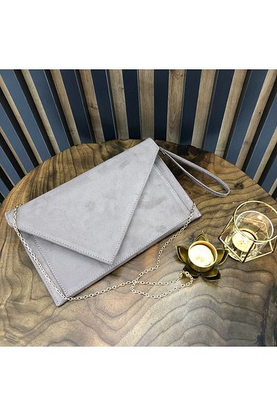 womenacs Βιζόν Χρώμα Suede Γυναικείο βραδινό φόρεμα Portfolio Clutch Τσάντα με πολλά μάτια μακρύ λουράκι
