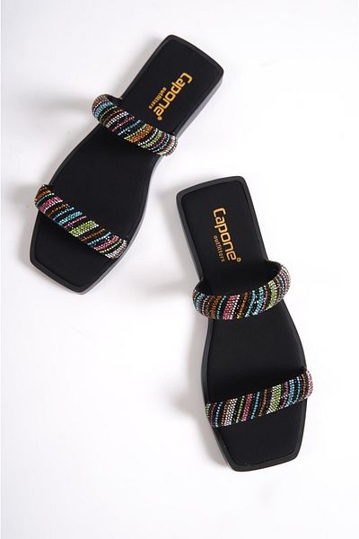 Capone Outfitters Жіночі капці Capone Kut Toe на плоскому каблуці зі складеними ремінцями