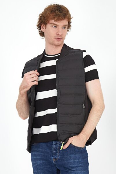 Cekmon Erkek Regular Fit Bomber Yaka Fermuarlı Cepli Şişme Rahat Spor Yelek