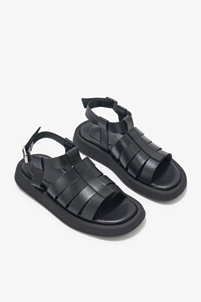 Louis Cardy Dina Black Genuine Leather Women's Sandals