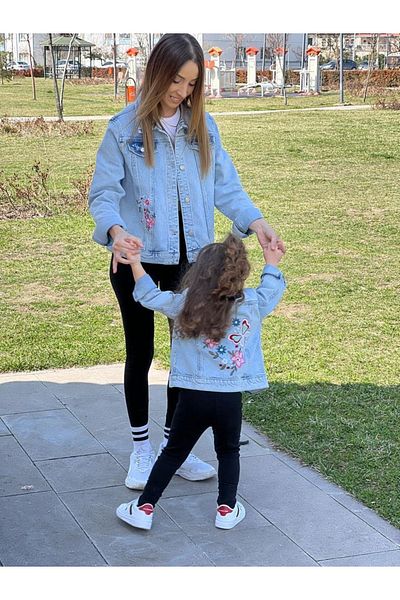 Ponçik tekstil Jachetă cu design brodat mama fiică