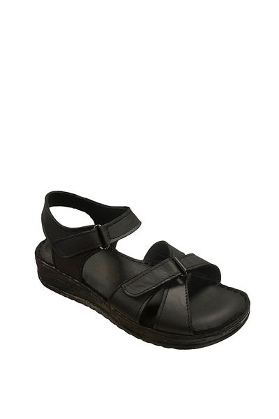 KORKMAZ Women's Flat Sole Genuine Leather Sandals