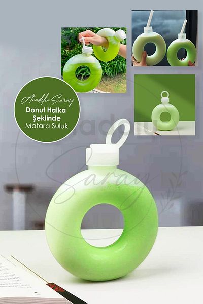 Anadolu Saray Çarşısı Motivational Matte Transparent Donut Ring Shaped Water Bottle Water Bottle |   Coffee Milk Water Bottle Bpa Free