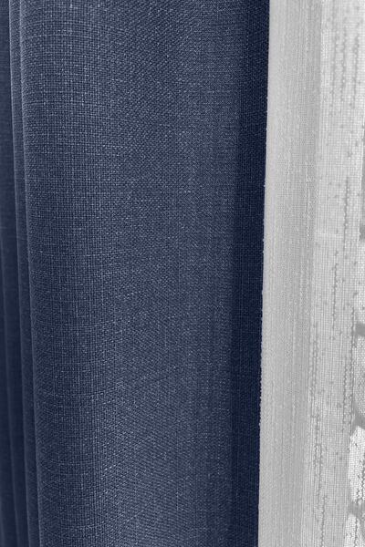 Cortibo Alaska Keten Fon Perde Lacivert Tek Kanat Pilesiz